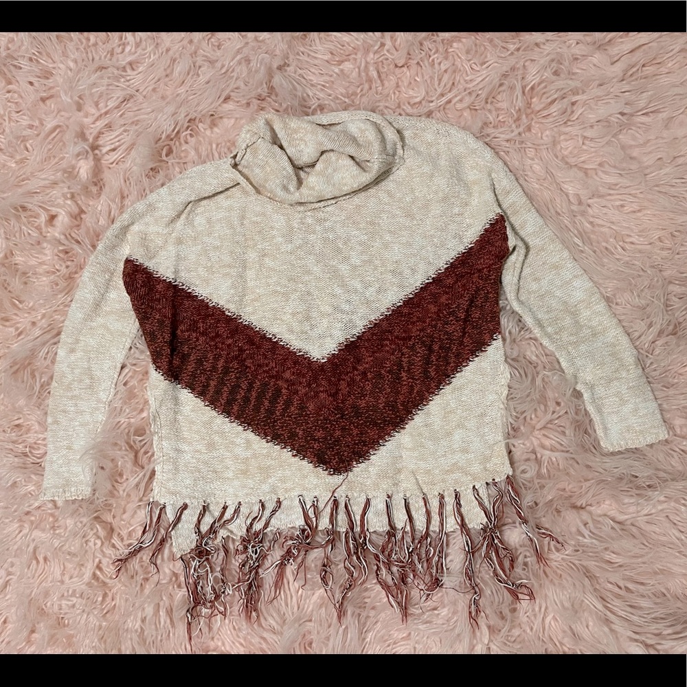 XS Chevron Cowl Neck Sweater